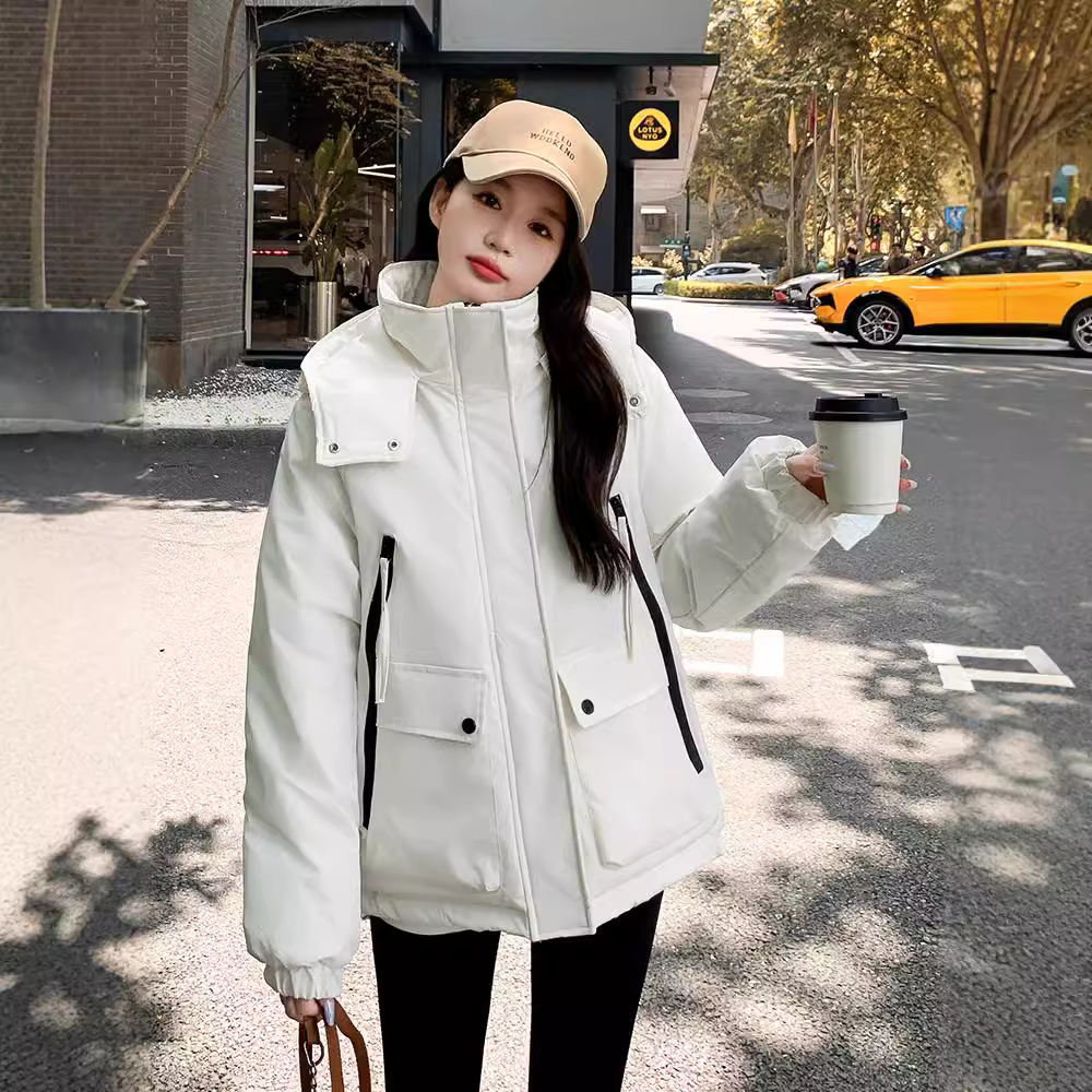 2024 nuevo estilo encapuchado de algodón estilo al aire libre mujer suelta vestir de asalto grueso abrigo de algodón cálido image 5