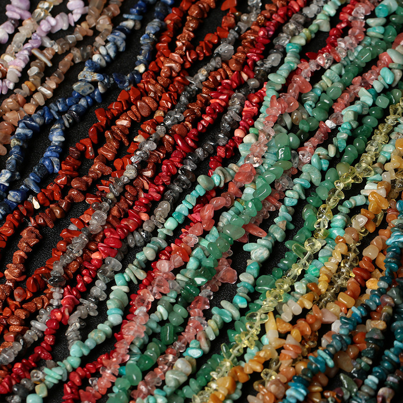 Natural Crystal Gravel with Holes, Asymmetrical Raw Stone Loose Beads, Long Chain 80cm DIY Fortune Tree Accessories Degaussed Bracelet