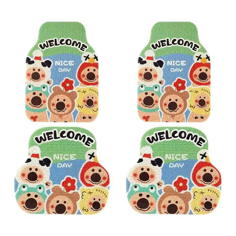 Милые универсальные автомобильные коврики с мультяшными кольцами, режущиеся коврики, легкие в уходе противоскользящие автомобильные коврики, автомобильные коврики, коврики для ступеней