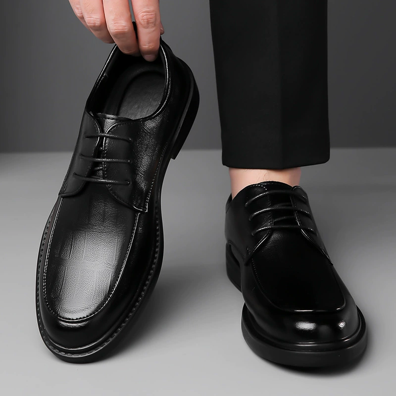 Кожаная мужская обувь, новинка 2024 года, стильные кожаные туфли из воловьей кожи на шнуровке для мужчин, деловые формальные повседневные кожаные туфли, свадебные туфли для жениха