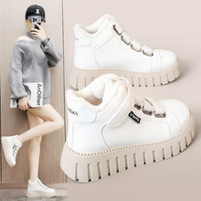 YB9028新款2024秋冬季女鞋高帮加绒松糕鞋厚底棉鞋增高学生简约