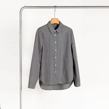 小禾平替秋季新款女装全棉黑白格纹学院风正肩通勤长袖翻领衬衫女