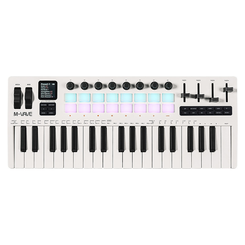M-VAVE SMK-37 Pro便携MIDI键盘37键合成器音乐编曲控制器打击垫|undefined