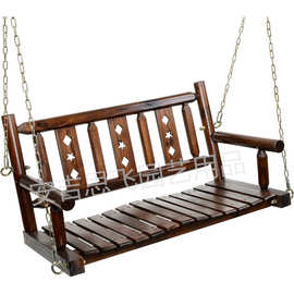 安吉思飞星星靠背圆棒秋千庭院户外花园防腐碳化吊椅实木休闲吊篮