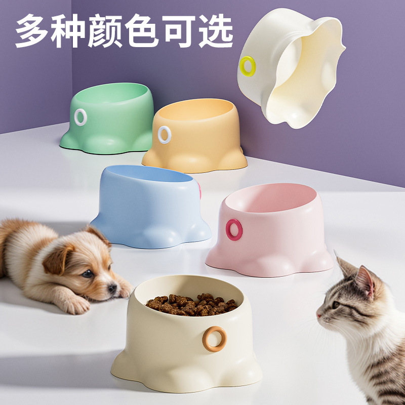 Fabricantes al por mayor Macarons Octopus Cat Cat Bowl Protector de cuello Bowl Cat Food Bowl Anti-volcado para mascotas Tazón de acero inoxidable