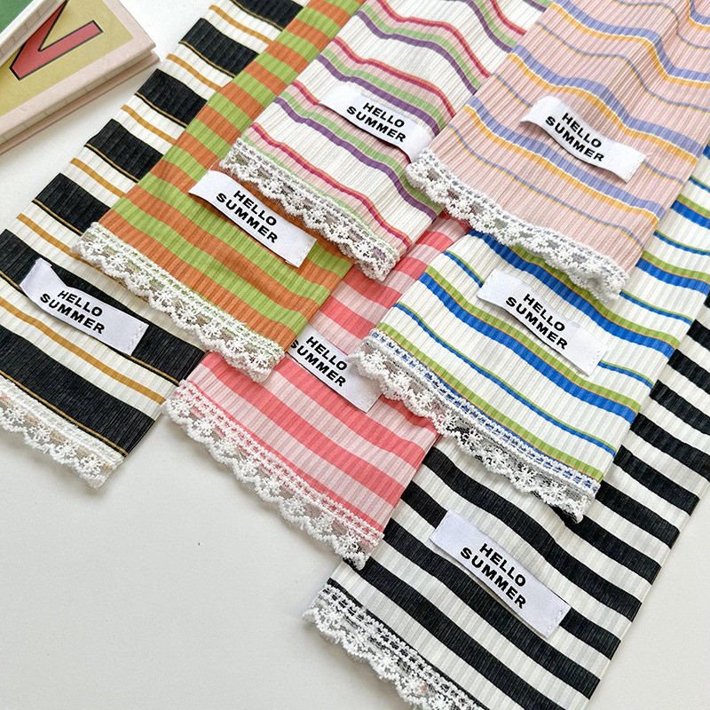 Guantes solares de mujer de verano encaje color rayas conducir manga manga brazo manga manga decoración brazo manga de hielo