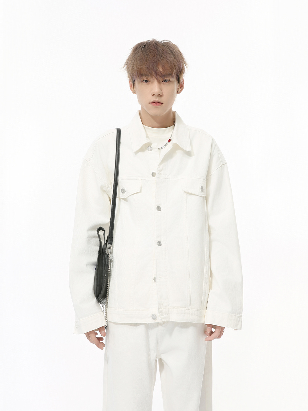 MTLCLOTHES para hombre | Nuevos productos de otoño Chaqueta de solapa salvaje de color sólido americano Pantalones casuales Traje de mezclilla