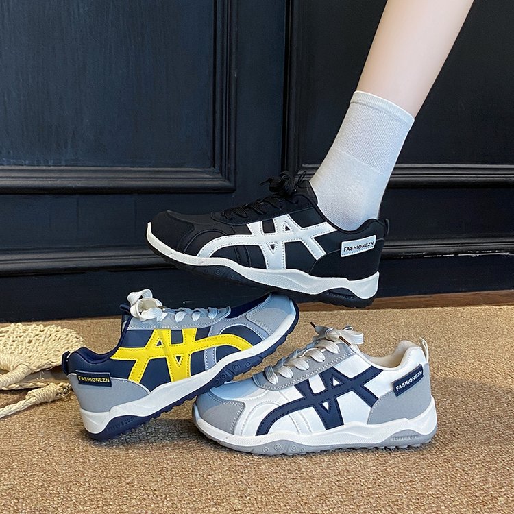 College Style Retro Trendy Fashion Sneakers Autumn and Winter New Color Matching Lace-Up Running Shoes Student Street Shoes for Women