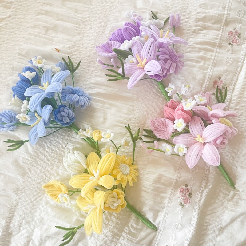 Encryption Twist Bar Finished Flower bouquet Wholesale Color Plush Strip Children's Handmade Creative Material Toys Environmentally Friendly Hair Root