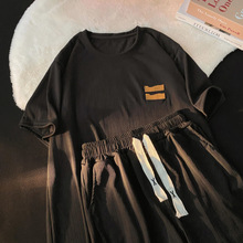 冰丝运动休闲套装男韩版宽松短袖夏季简约情侣两件套潮牌薄款短裤