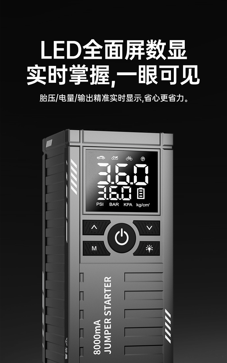 Car air pump emergency power supply, wireless portable car jump starter, electric air pump emergency power bank