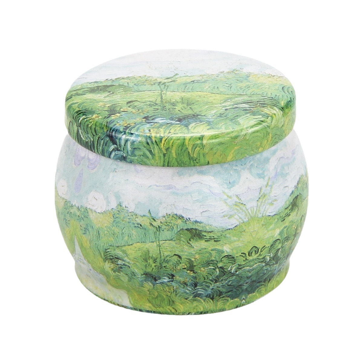 Factory New Candle Jar Oil Painting Style 3.5 oz Gift Tin Box Tea Jar Ready-Made Tinplate Candle Jar