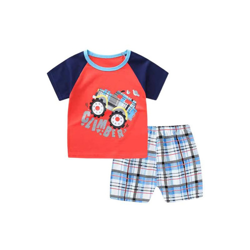Children's new summer cotton short-sleeve set for boys and girls, large size children two-piece set, one-piece drop shipping children's clothing
