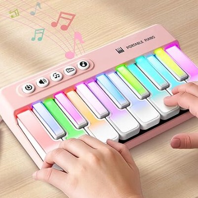 Children's Electronic Keyboard Music Toy Multifunctional Music Keyboard Small Piano Portable Colorful Light Pocket Piano