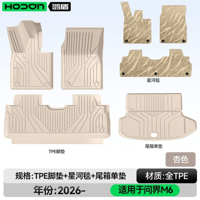 Floor Mats Tpe2026 New Model: Modelə uyğun ayaqaltı - 212t01-wenjie-m6-26-models-package-model-apricot-tpe-beige-galaxy-blanket-trunk-single-pad