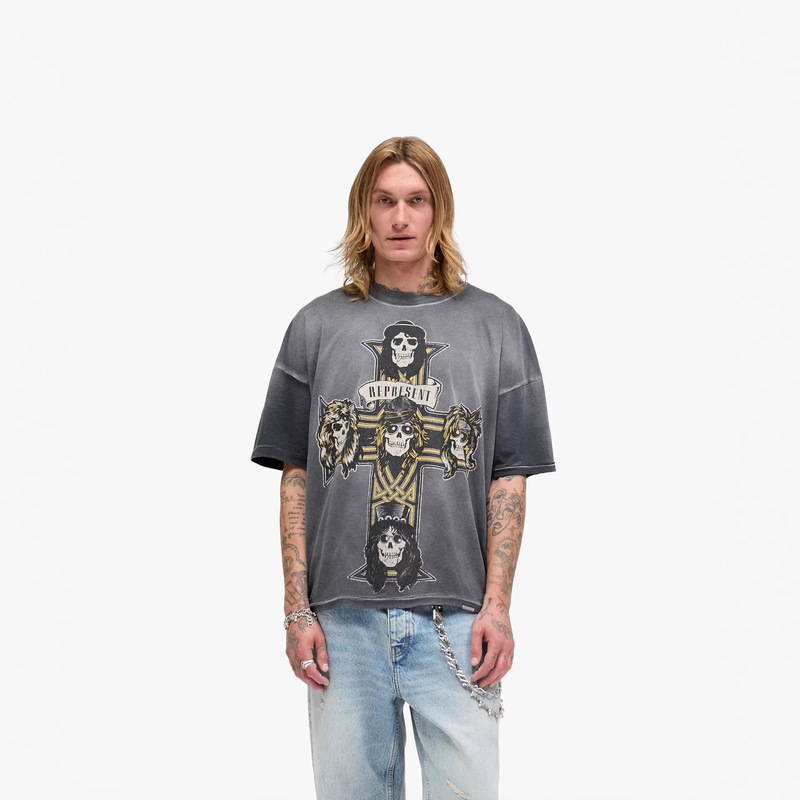Represent26Ss New Rep Heavyweight American High Street Style Washed and Distressed Unisex Street Fashion Loose Short-Sleeve T-Shirt