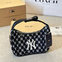 韓国 MLB 新しいクラシックデニム脇の下バッグ NY フルプリント老眼刺繍ヤンキーズショルダーポータブルレディースバッグトレンディ