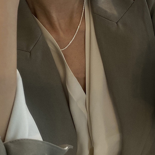 Gypsophila Sparkling Necklace Women's Italian Clavicle Chain Necklace Simple Glitter Plain Chain Stackable Design