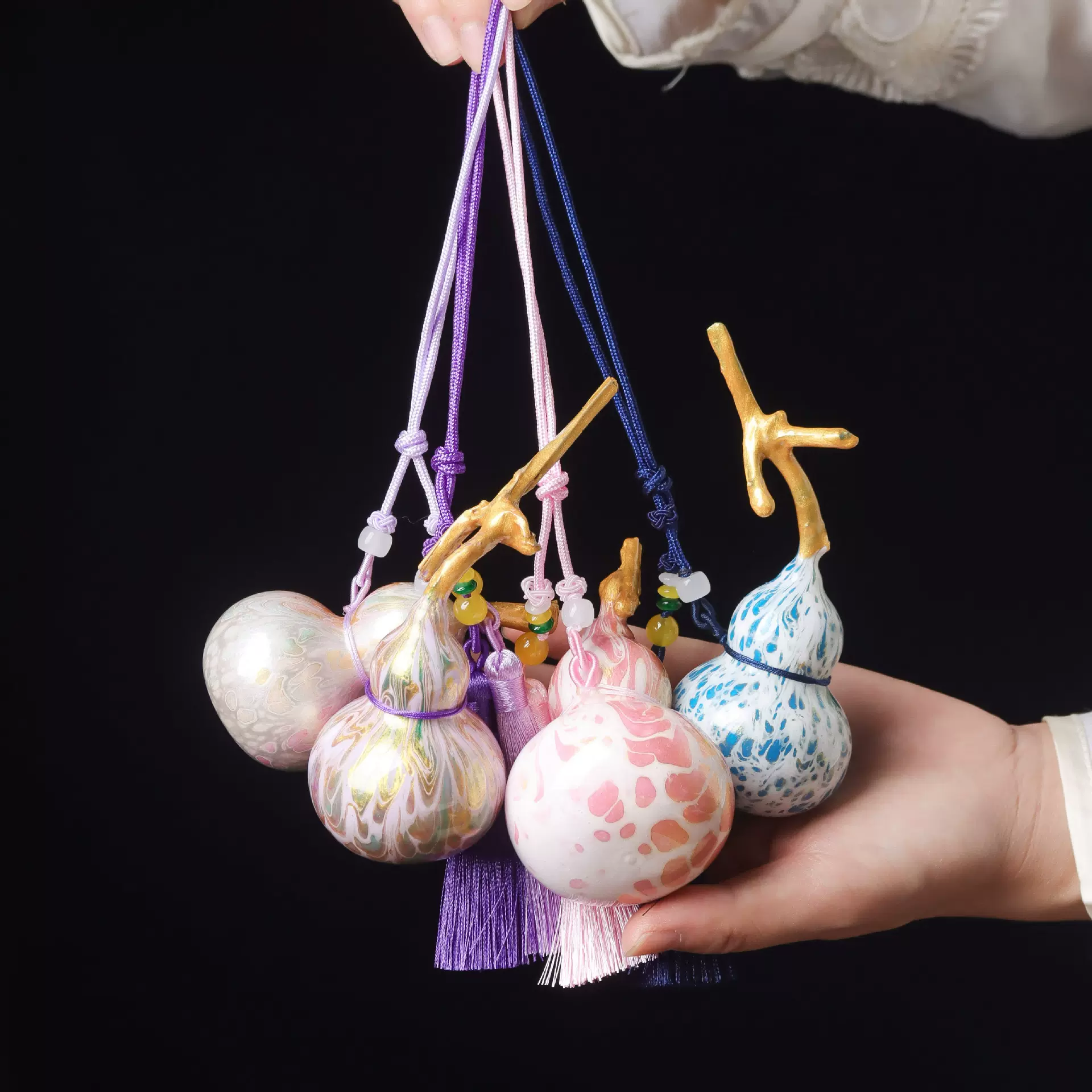 飘漆非遗大漆葫芦立体暴力彩色漆器飘漆葫芦车挂小饰品吊坠批发