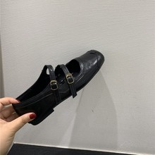 韩版小众设计感平底玛丽珍鞋小皮鞋秋冬款法式复古双扣单鞋女鞋子