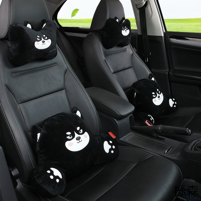 Car Headrest, Neck Pillow, Car Cushion Set, Seat Lumbar Pillow, Cute Cartoon Car Pillow with Core, All Year Round @