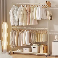 折叠晾衣架落地家用不锈钢挂衣架卧室衣服置物架可移动晒被子神器