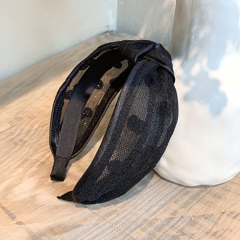 Malla de lunares diadema de ala ancha para adultos dulce horquilla alta cráneo cara lavado cabello presionando diadema Corea del Sur Internet celebridad accesorios para el cabello al por mayor