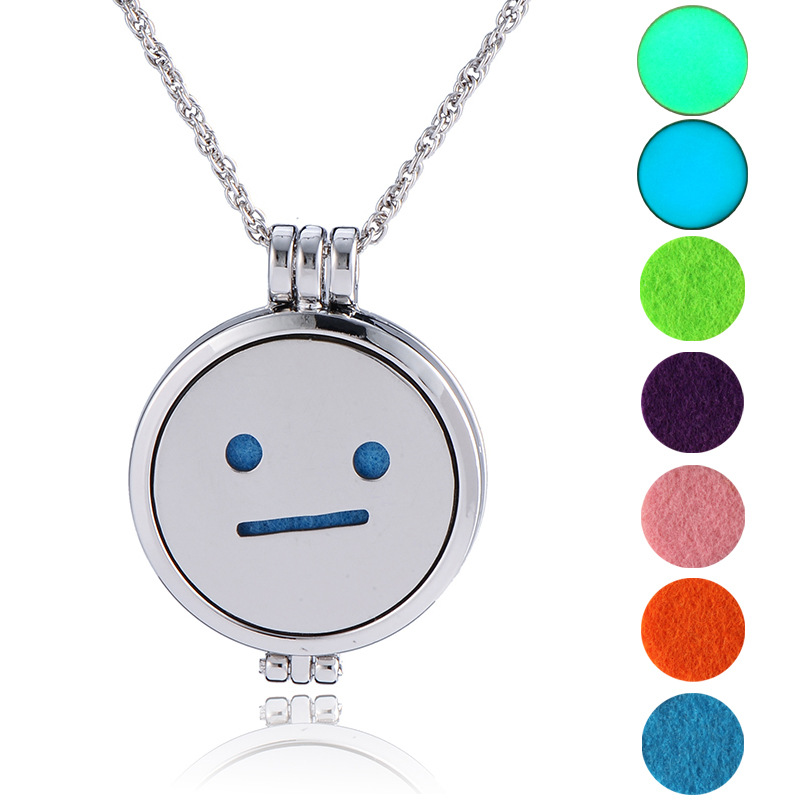 European And American Pendant Trend Atmosphere Fashion Hip Hop Smiley Face Expression Handmade Diy Aromatherapy Luminous Pendant Ornaments Necklace display picture 10