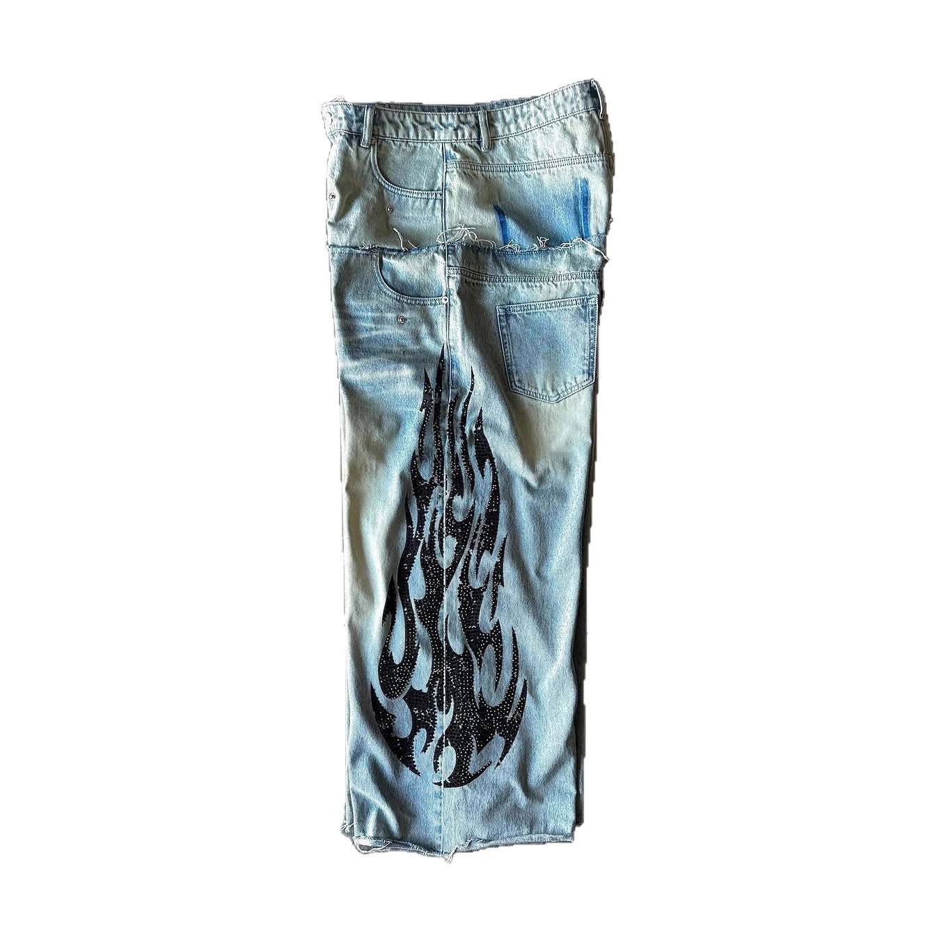 Europa y América transfronterizos y2k estilo de estilo de estilo de alta calle impresa jeans personalidad callejera casual pantalones de piernas anchas