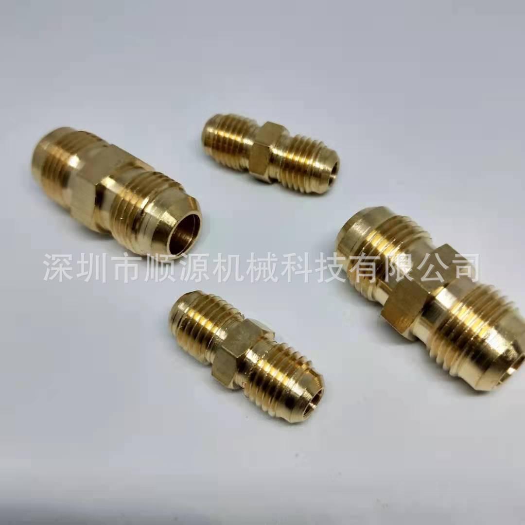 直通3/8flare连接对丝黄铜接头空调单接头对丝双头扩口式喇叭