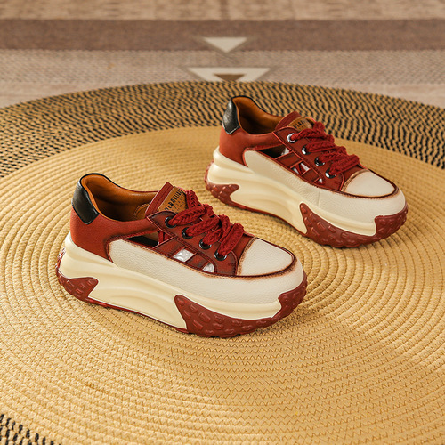 Women's Casual Loafers  Summer New Style Versatile Thick Sole Hollow Dad Shoes Fashion Retro Sports Shoes