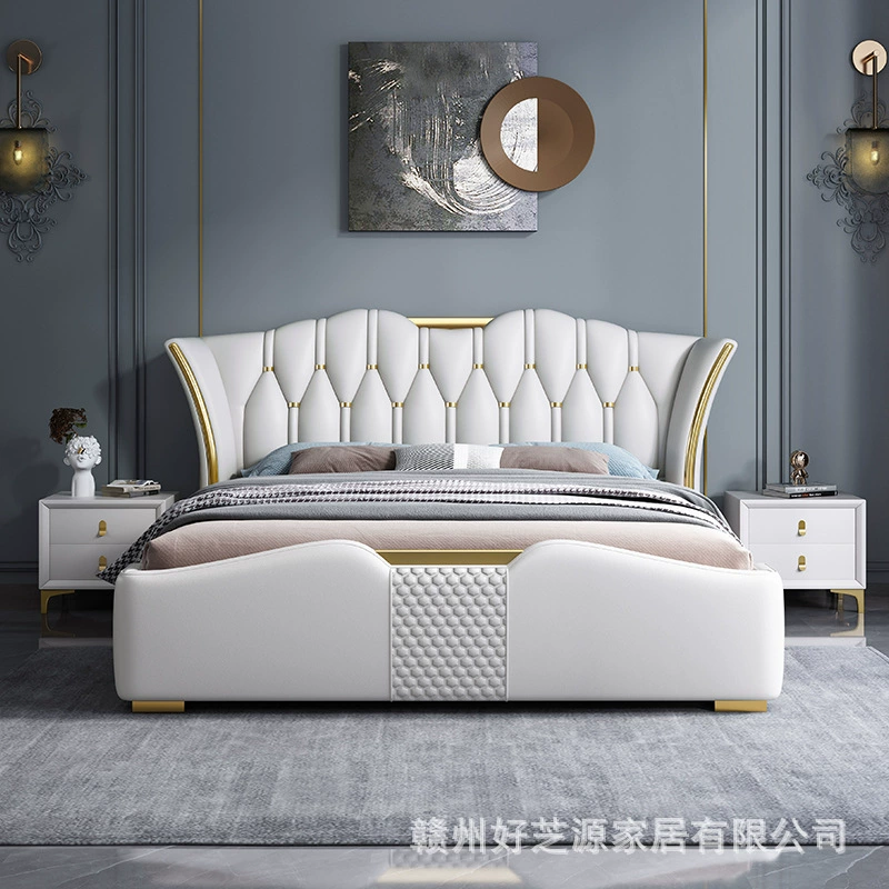 Новая роскошная кожаная кровать 1.8m двуспальная кровать в главной спальне 1.5m односпальная кровать с высоким ящиком для хранения домашняя кожаная художественная кровать