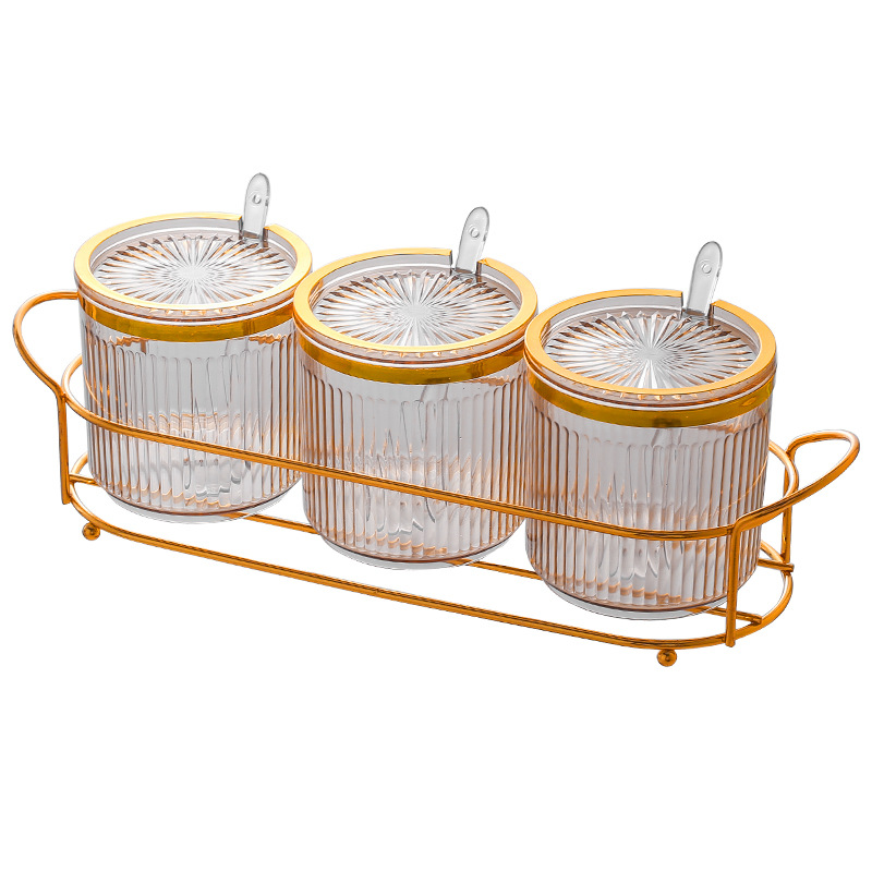 Caja de condimento hogar cocina condimento tarro combinación traje Integrado Multi-Red sal MSG pimienta condimento botella de condimento de almacenamiento