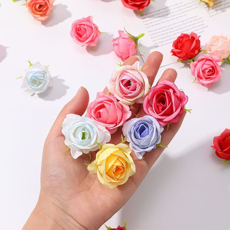 Simulation rose flower head flower head flower headdress wreath hairpin flower photo props decorative flower abyss coffee table bud