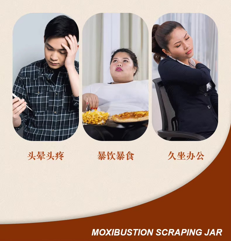 Ceramic Moxibustion Jar with Gua Sha Lid Double Layer Heat Shield Home Warming Tool with Cloth Sleeve key features