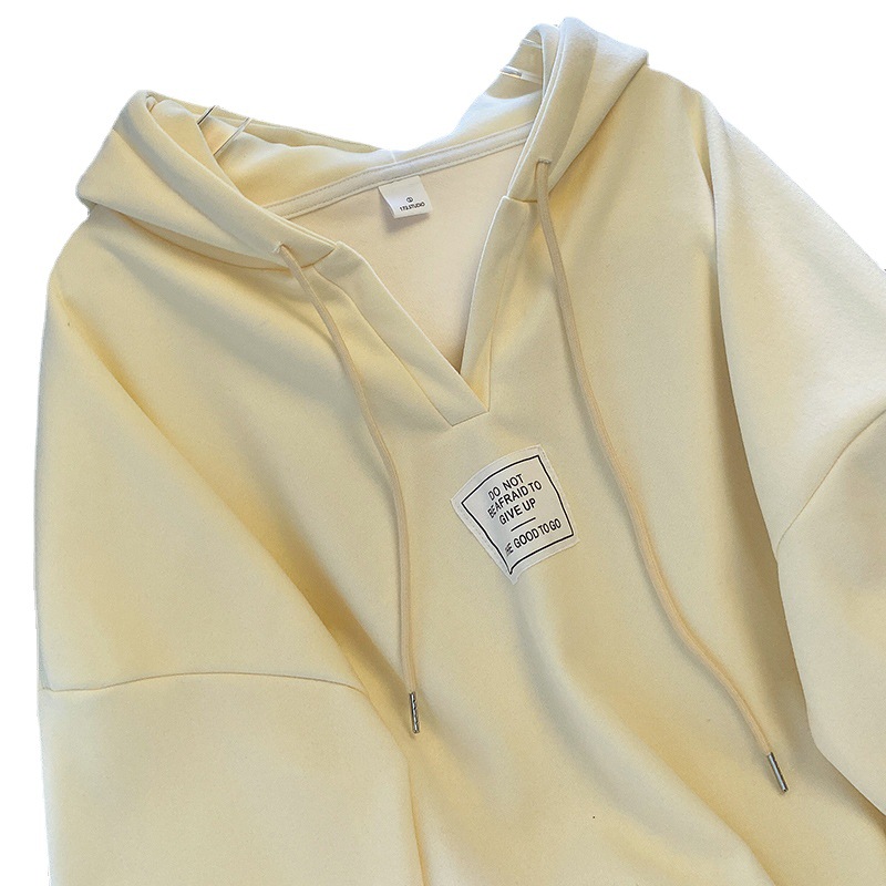 Women's Clothing new arrivals plus velvet thickened women's sweatshirt long sleeve hooded V neck jacket fashionable Korean style winter tops_voghion.com