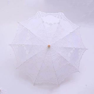刺绣棉布装饰摄影蕾丝伞 道具工艺花边伞 欧式木柄直杆外贸绣花伞