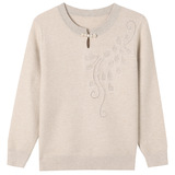 2025春秋新款针织衫时尚圆领长袖毛衣大码宽松妈妈装上衣打底衫冬，女装针织衫/毛衣，妃慕昵服饰