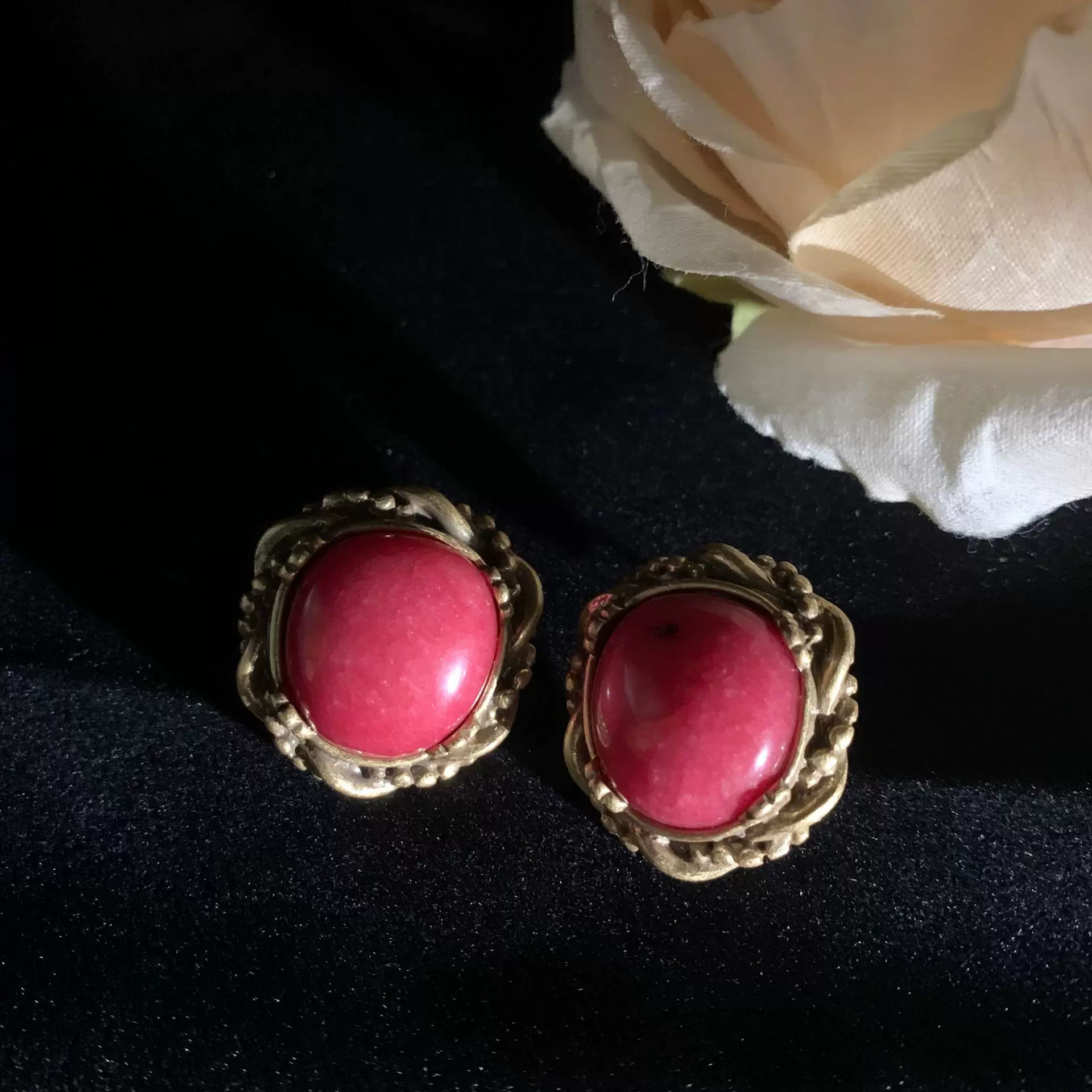 青岛中古【红枝玉珠】 复古款几何造型耳饰优雅显温柔款耳饰耳钉