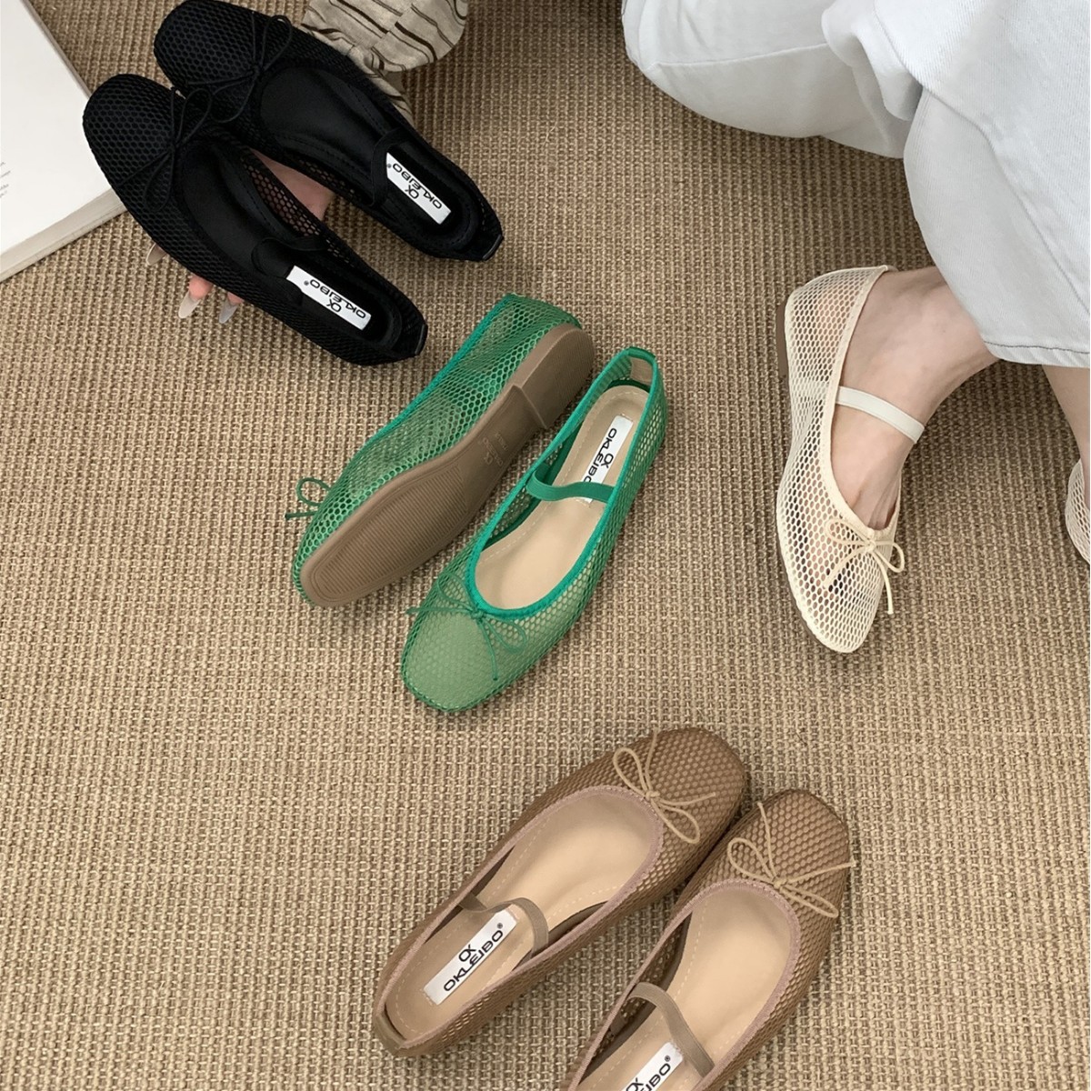 平底玛丽珍鞋女鞋子2025年春秋新款小众设计感网面透气蝴蝶结单鞋