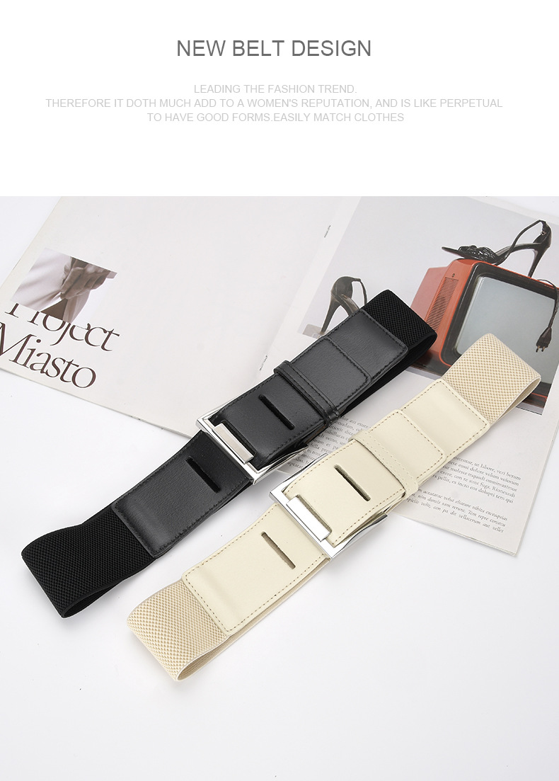 Fashion Solid Color Leather Metal Button Belt display picture 4