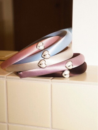 Tag1 Imagine a Heart-Shaped, Diamond-Studded, Pearl-Embellished, Vintage Silk Headband with a High Crown