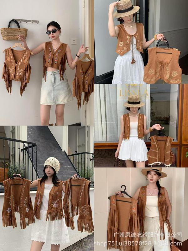 夏の新しいファッション多用途カジュアルレトロ高品質ボヘミアンエスニックスタイルベストジャケット女性用|undefined