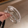 41# Open Bracelet-Silver-White-Artificial Pearl Style Beads