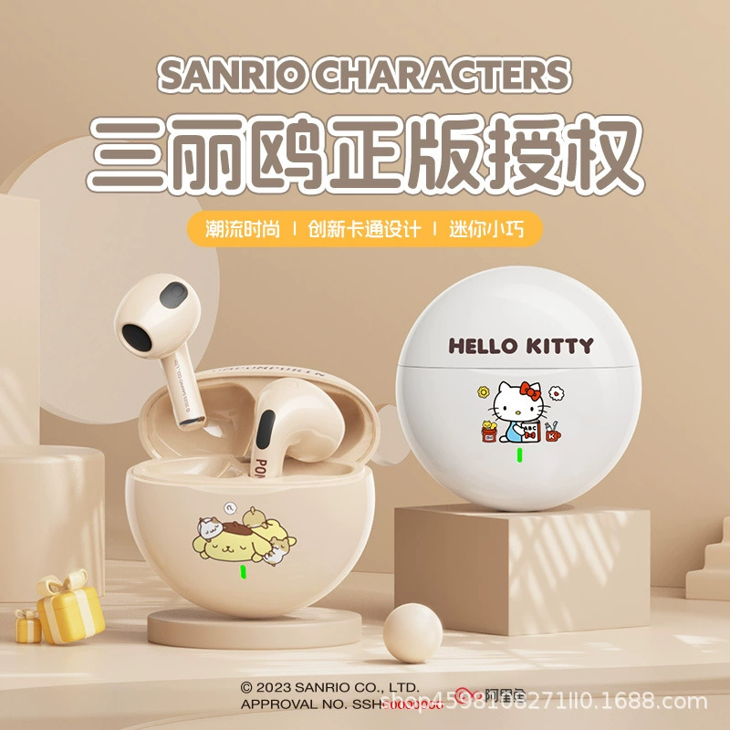 Новые наушники Sanrio Bluetooth с длительным временем работы, полу-вкладыши, милый мультяшный дизайн, шумоподавление, спортивная модель K26 для девушек