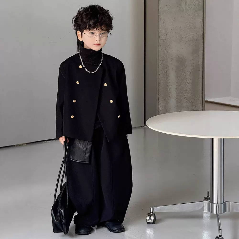 西装套装2025春秋新款小香风休闲西装儿童小西服上衣潮一件代发潮