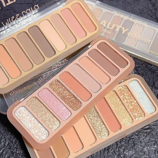 Miss lara Nine-color Eyeshadow Plate Daily Makeup Cement Plate Earth Color Blush Highlight Fixation Matte One-piece Plate