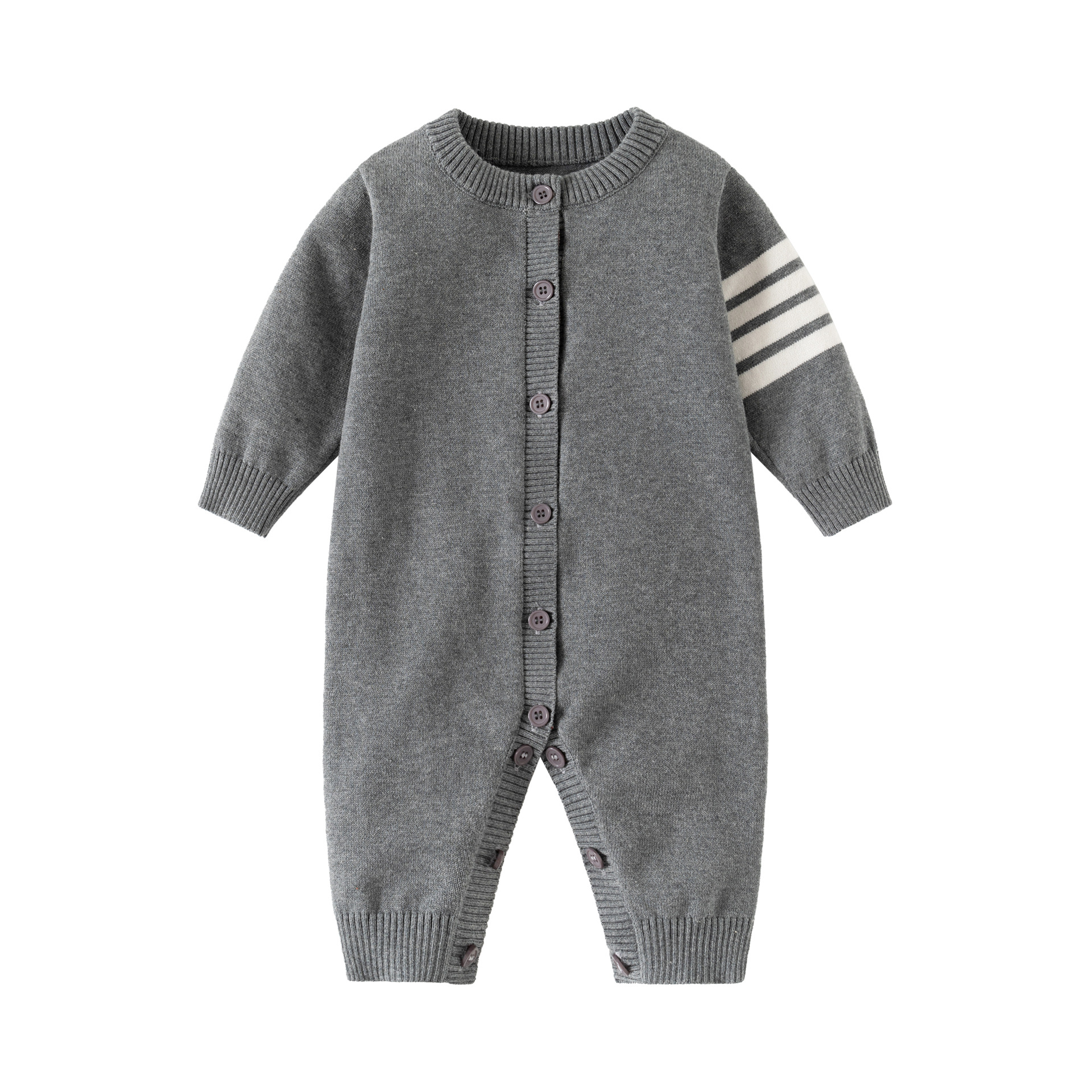 INS Baby Children's Wear Baby Grey Autumn and Winter New Climbing Wear Knitted Cotton Sweater Jumpsuit Climbing Wear Outfit