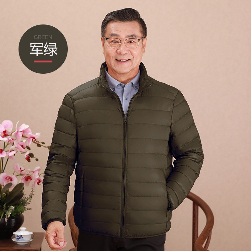 Chaqueta de plumón ligera transfronteriza hombre de mediana edad padre vestido de cuello corto invierno chaqueta de abrigo de invierno