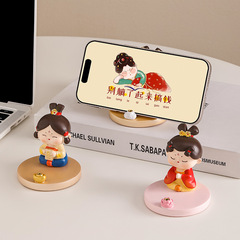 かわいい美人の携帯電話のスタンドのデスクトップの怠け者のサポートフレームの創意の置物の国の潮の小さい置物の古風なステーションの装飾